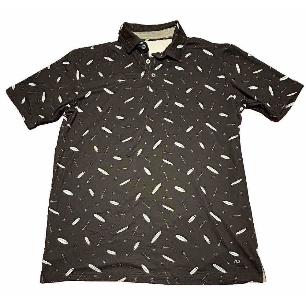 ANDERSON ORD Mens XL St Augustine Polo All Over Golf‎ Stretch Black Blue Sail